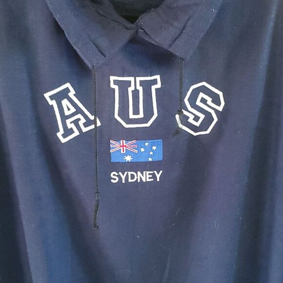 AUS Blue Pullover Jacket – Drawstring Collar, Lightweight XXL - Picture 2 of 6